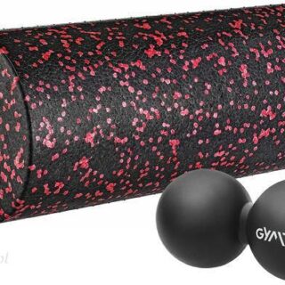 Gymtek Zestaw Do Masażu: Piłka + Roller Czarny Czerwony