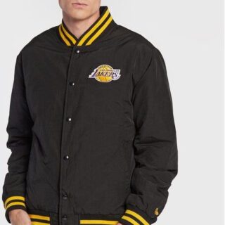 New Era Kurtka bomber LA Lakers NBA Logo 60284782 Czarny Regular Fit